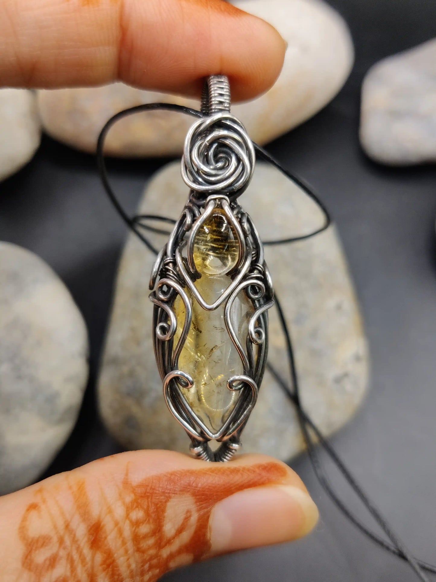 Rhyna - Citrine Silver Pendant