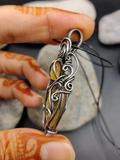 Rhyna - Citrine Silver Pendant