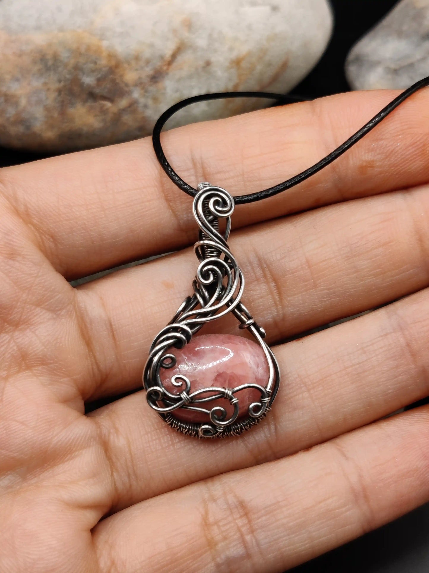 Aarunya - Rhodochrosite Silver Pendant