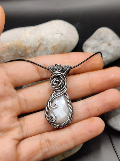 Bodhi - White Moonstone Silver Pendant