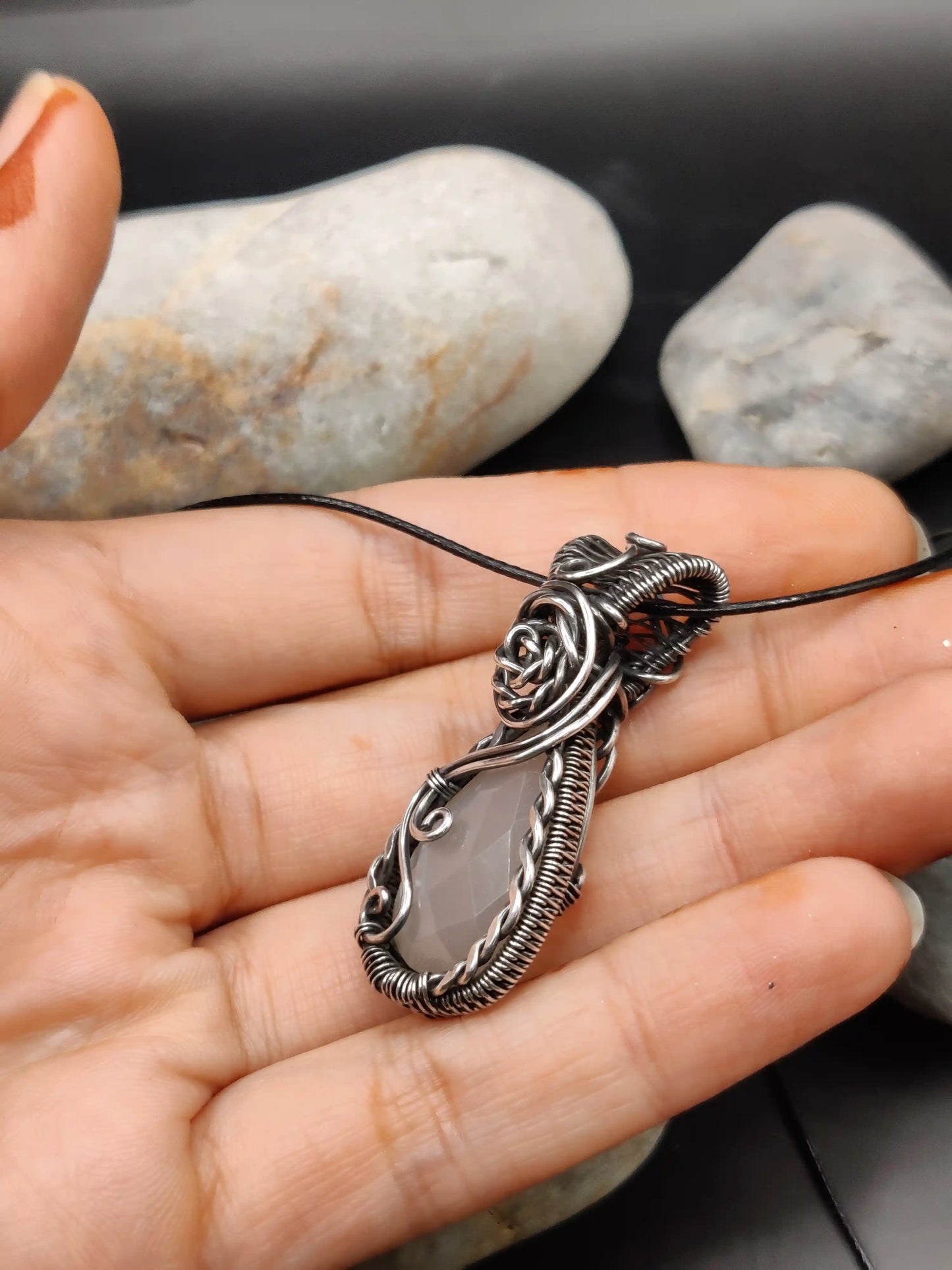 Bodhi - White Moonstone Silver Pendant