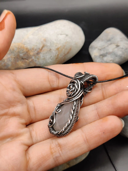 Bodhi - White Moonstone Silver Pendant