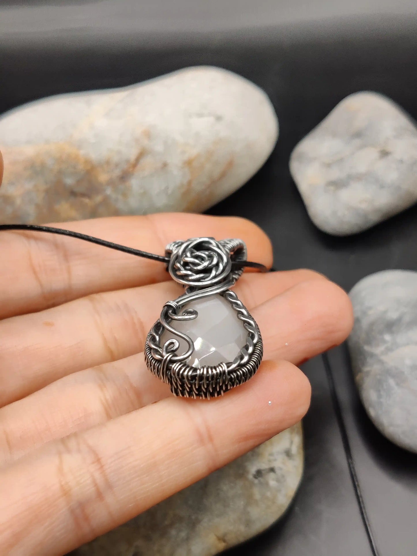 Bodhi - White Moonstone Silver Pendant