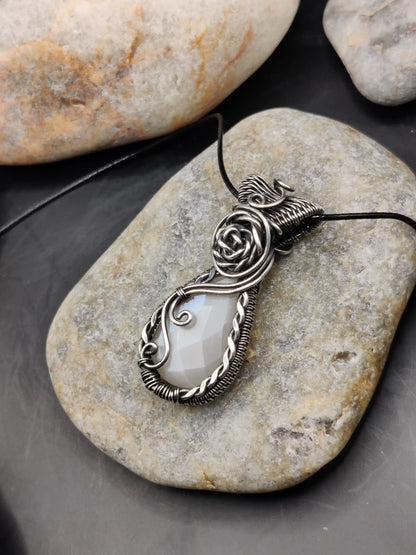 Bodhi - White Moonstone Silver Pendant