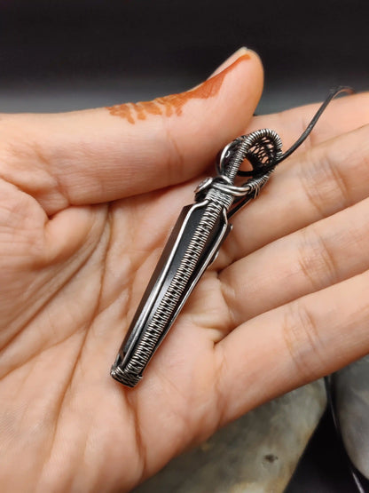 Kalagni - Black Tourmaline and Rhodolite Garnet Silver Pendant