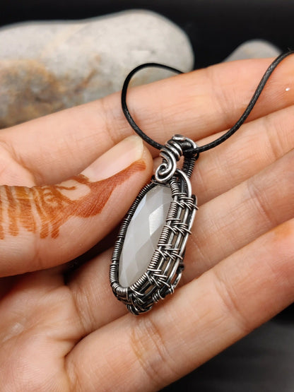 Kahaan - White Moonstone Silver Pendant