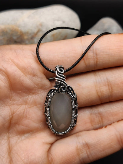 Kahaan - White Moonstone Silver Pendant