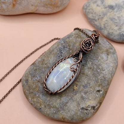 Janak - Rainbow Moonstone Necklace SA2 By Sanguine Aura Handcrafted Jewellery