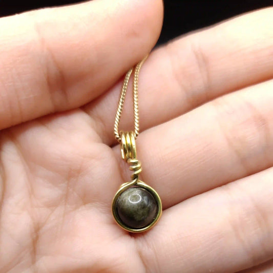 Kanan - Golden Sheen Obsidian Necklace  By Sanguine Aura Handcrafted Jewellery.  Healing Benefits of Golden Sheen Obsidian - Protect, Empower, Heal.