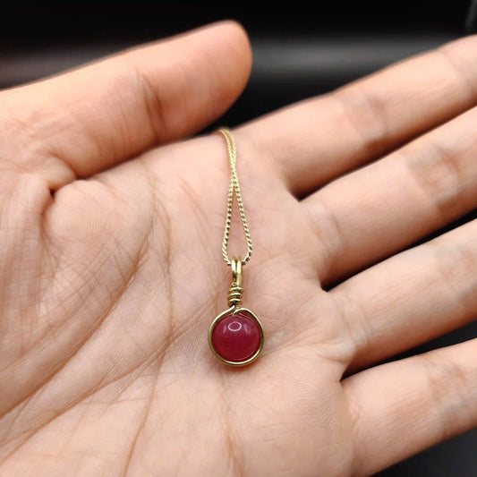 Kanan - Red Jade Quartz Necklace By Sanguine Aura Handcrafted Jewellery. Healing Benefits of Red Jade Quartz - Passion, Confidence, Balance.