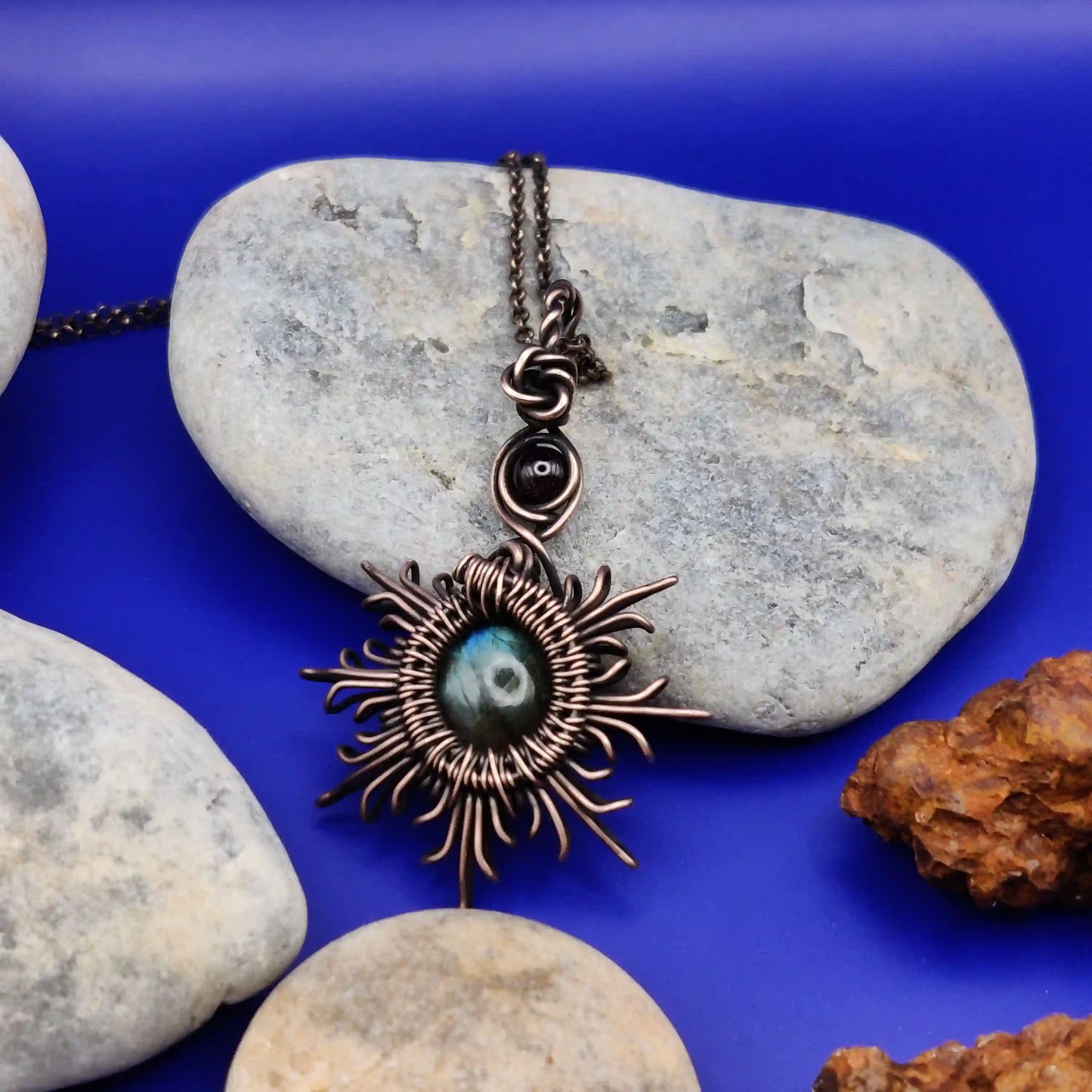 Kashvi- Labradorite and Garnet Necklace By Sanguine Aura Handcrafted Jewellery