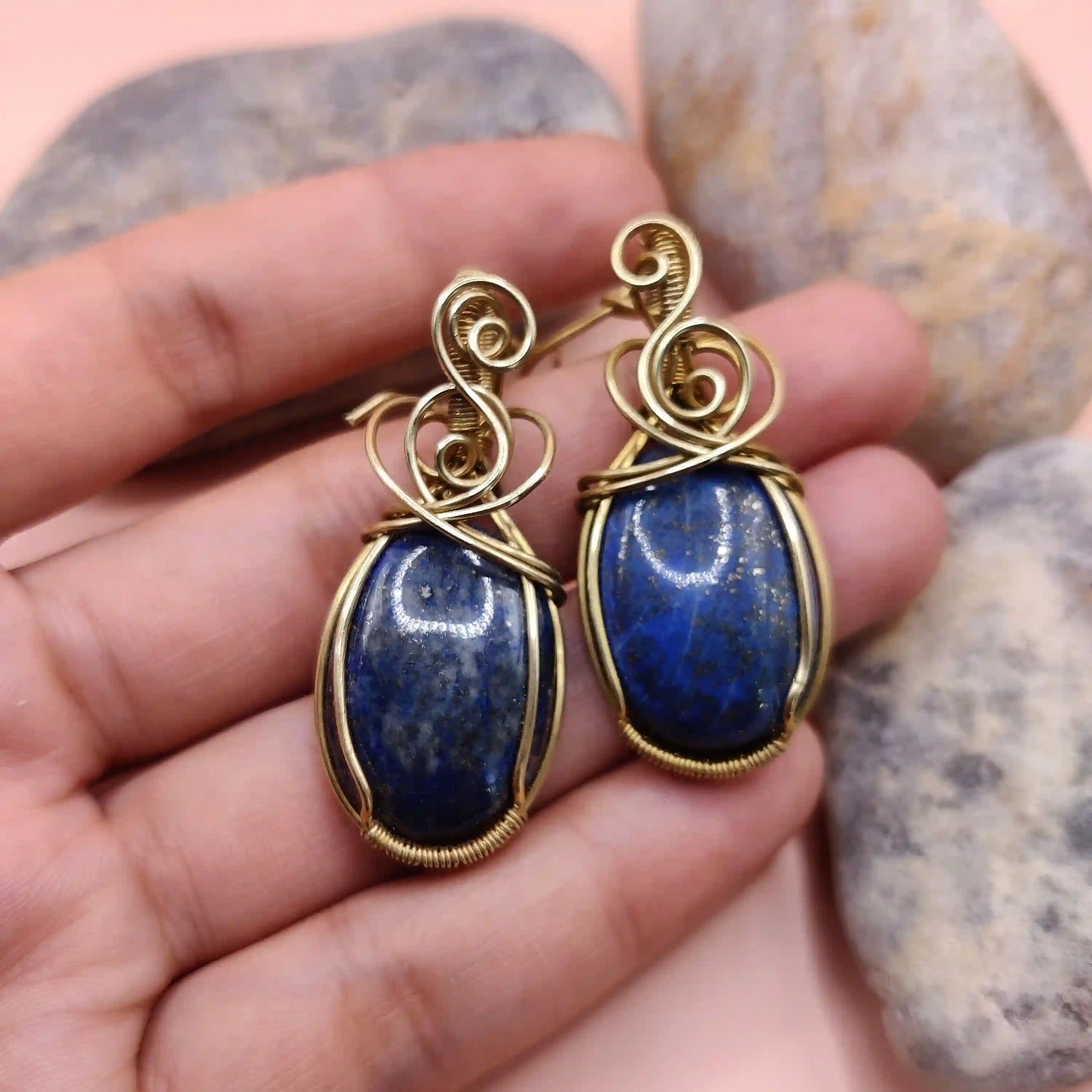 Kimaya - Lapis Lazuli Earrings By Sanguine Aura Handcrafted Jewellery. Healing Benefits of Lapis Lazuli - Peace, Strength, Clarity.