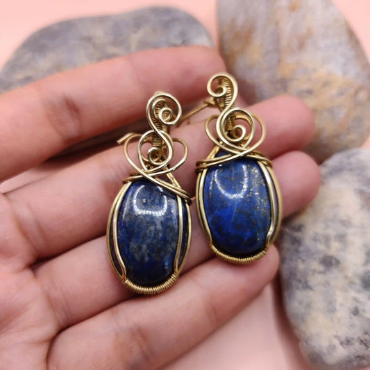 Kimaya - Lapis Lazuli Earrings By Sanguine Aura Handcrafted Jewellery. Healing Benefits of Lapis Lazuli - Peace, Strength, Clarity.