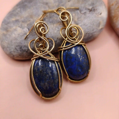 Kimaya - Lapis Lazuli Earrings SA1 By Sanguine Aura Handcrafted Jewellery