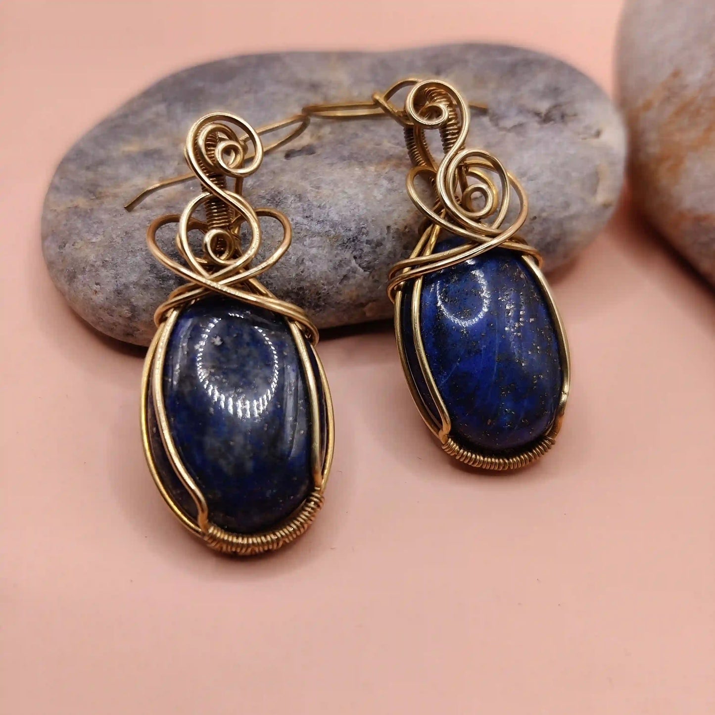 Kimaya - Lapis Lazuli Earrings SA2 By Sanguine Aura Handcrafted Jewellery