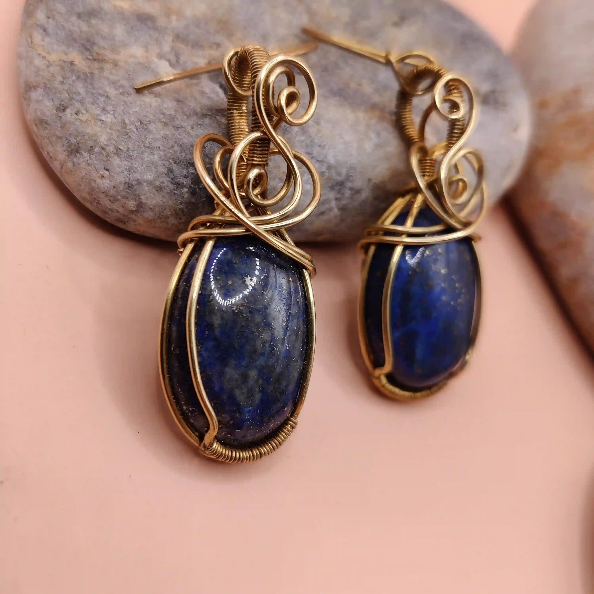 Kimaya - Lapis Lazuli Earrings SA3 By Sanguine Aura Handcrafted Jewellery