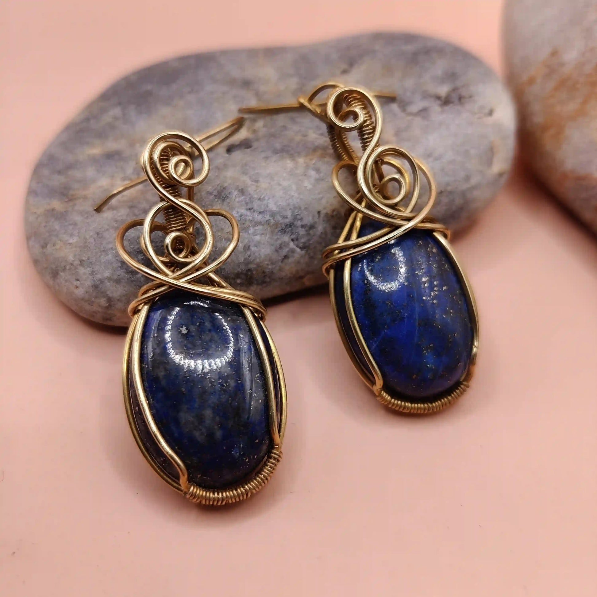 Kimaya - Lapis Lazuli Earrings SA4 By Sanguine Aura Handcrafted Jewellery