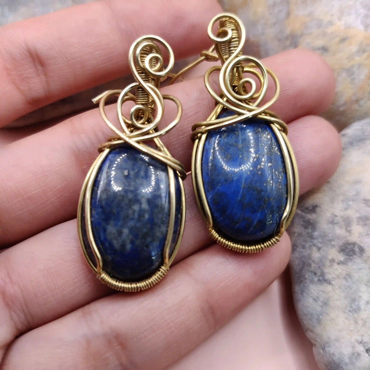 Kimaya - Lapis Lazuli Earrings SA5 By Sanguine Aura Handcrafted Jewellery