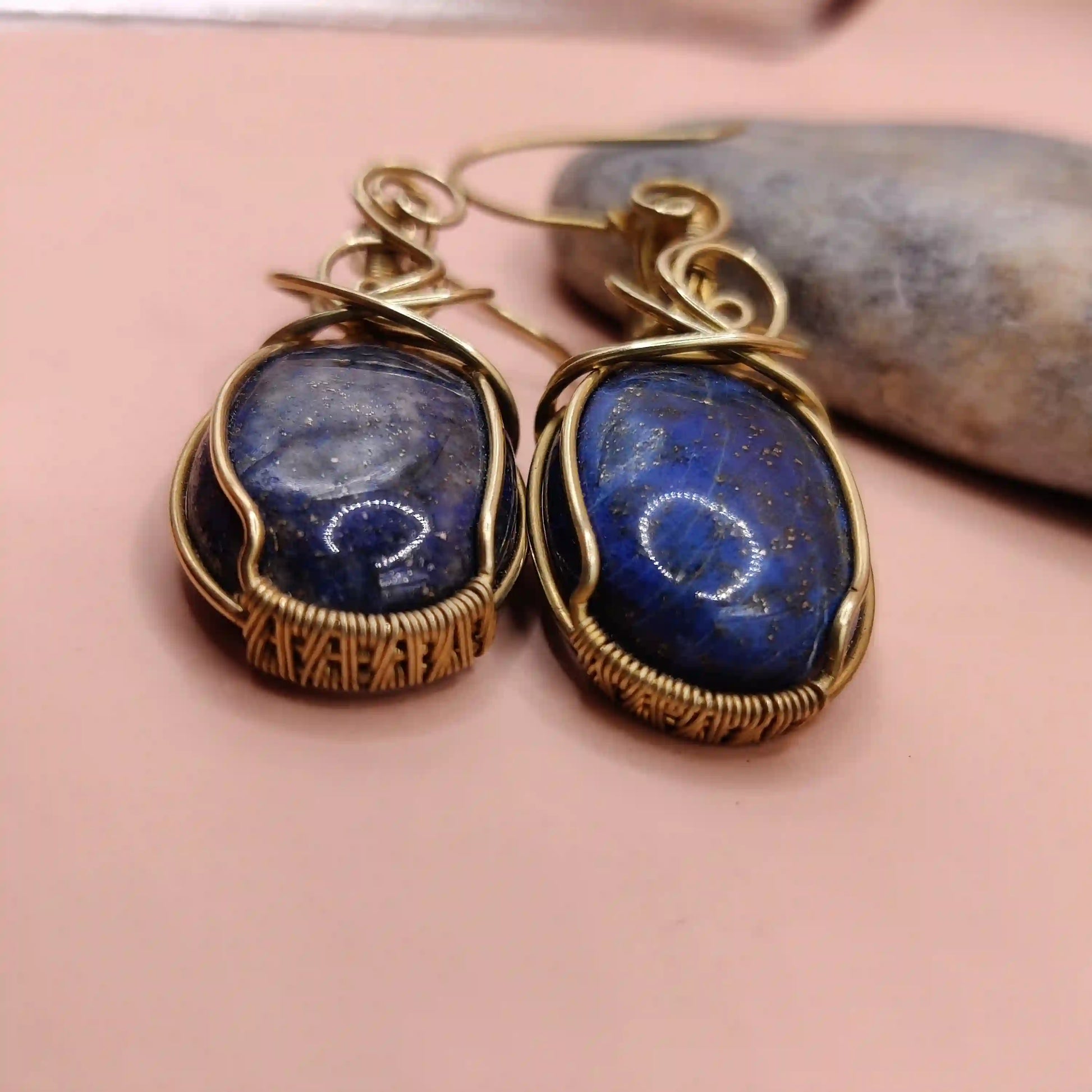 Kimaya - Lapis Lazuli Earrings SA6 By Sanguine Aura Handcrafted Jewellery