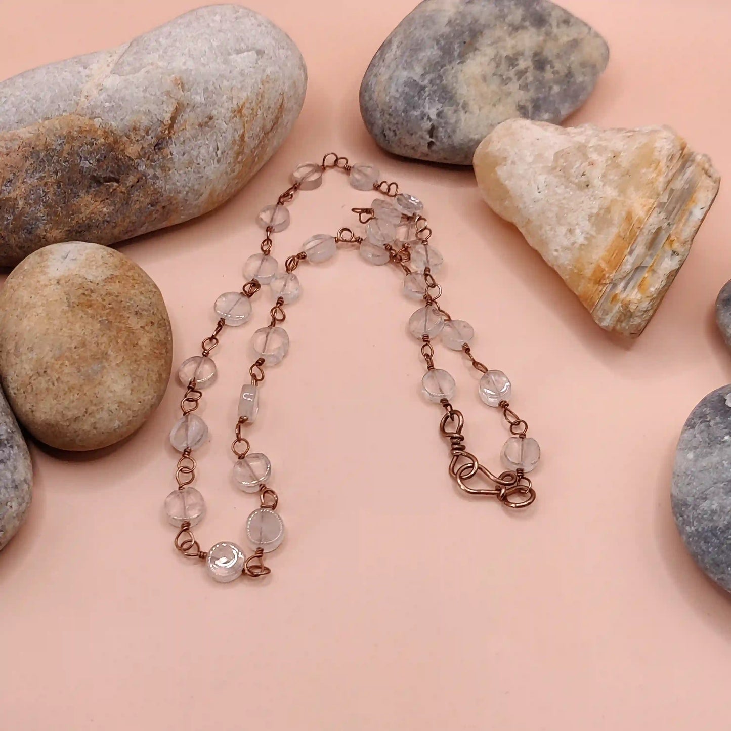 Kiran- Rose Quartz Chain In Copper SA2 By Sanguine Aura Handcrafted Jewellery