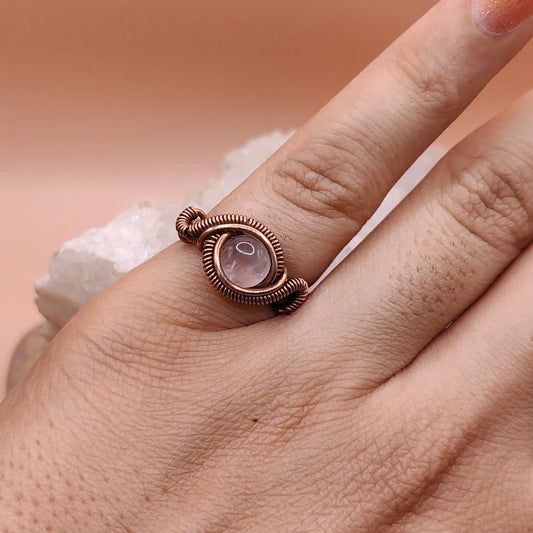 Madhur Rose Quartz Ring SA3 By Sanguine Aura Handcrafted Jewellery