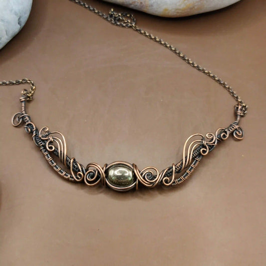 Malati - Pyrite Necklace SA1 By Sanguine Aura Handcrafted Jewellery