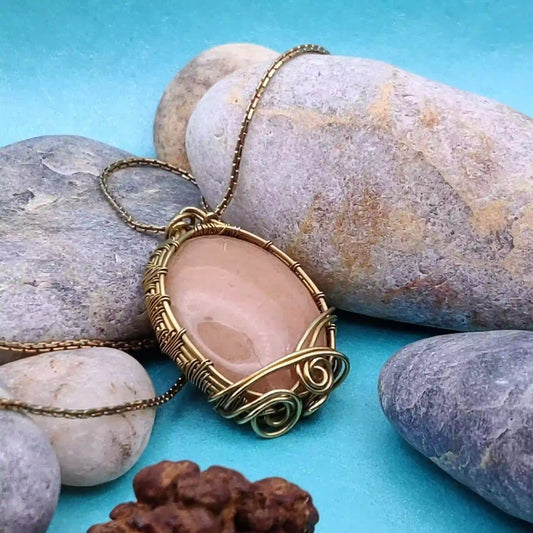 Manovriti_-Pink_Amazonite_Necklace_007 By Sanguine Aura Handcrafted Jewellery
