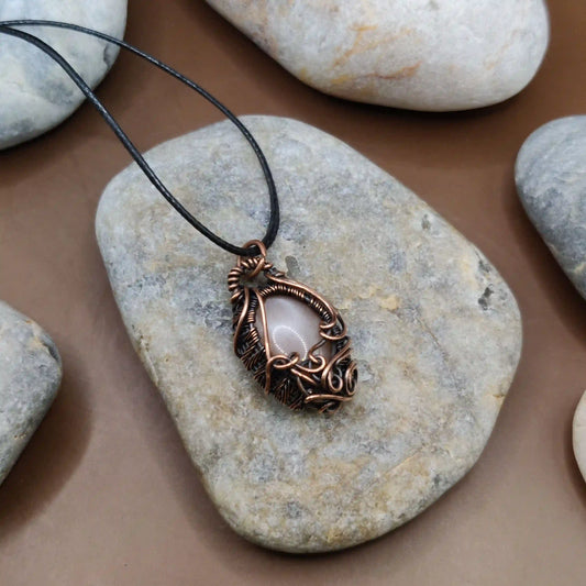Manovriti  - Peach Moonstone Necklace By Sanguine Aura Handcrafted Jewellery. Healing Benefits Of Peach Moonstone - Calming energy, ignites joy.