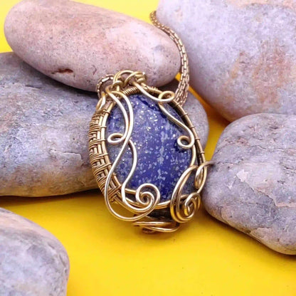 Manovriti – Lapis Lazuli Brass Necklace By Sanguine Aura Handcrafted Jewellery