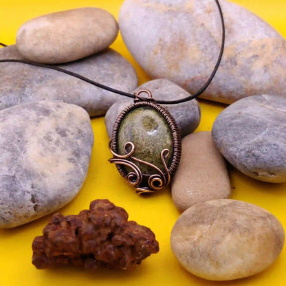 Manovriti – Unakite Copper Necklace SA1 By Sanguine Aura Handcrafted Jewellery