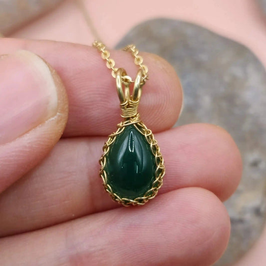 Meera 002 green onyx brass pendant designed by sanguine aura handcrafted crystal jewellery