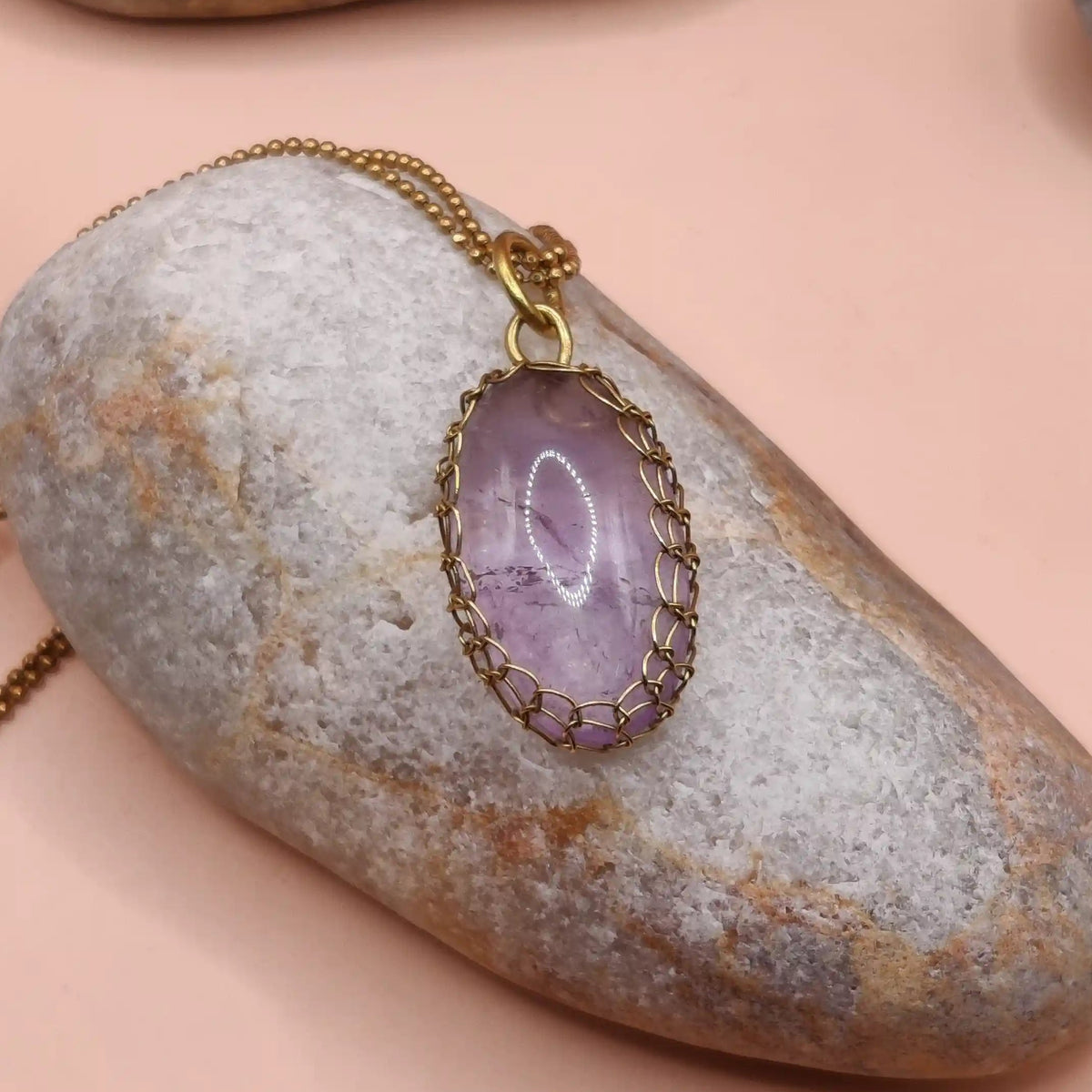 Meera Amethyst Necklace 006 made with intricate wirewrapping technique by sanguine aura handcrafted jewellery