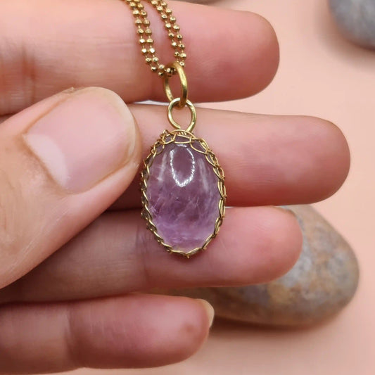 Meera Amethyst Necklace 007 made with real amethyst and antibacterial materials by sanguine aura handcrafted jewellery.