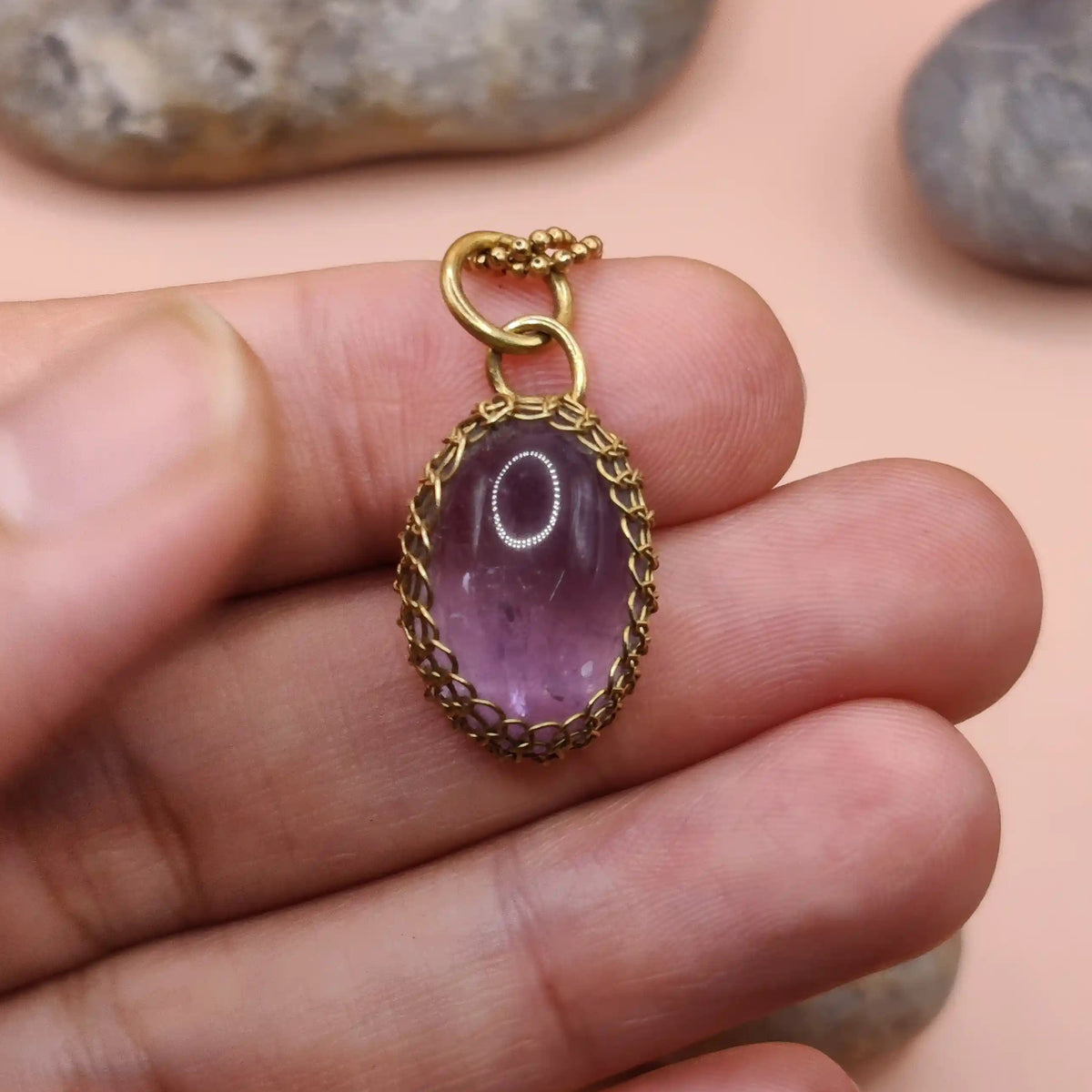 Meera Amethyst Necklace 008 made with natural amethyst and antibacterial brass.