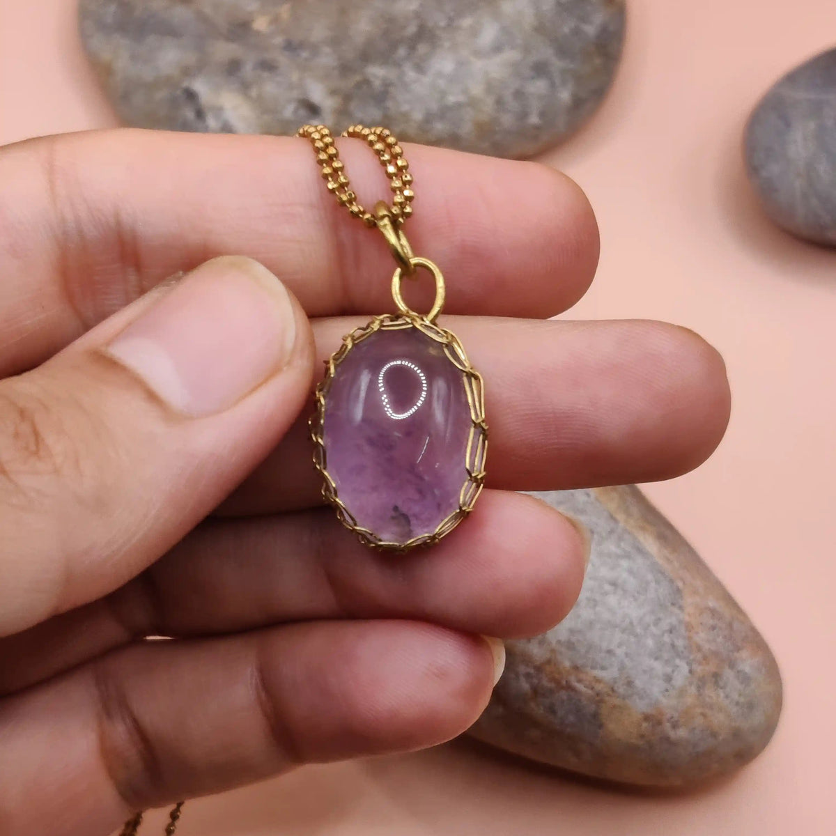 Meera Amethyst Necklace 010 made with high quality authentic amethyst and antibacterial materials.