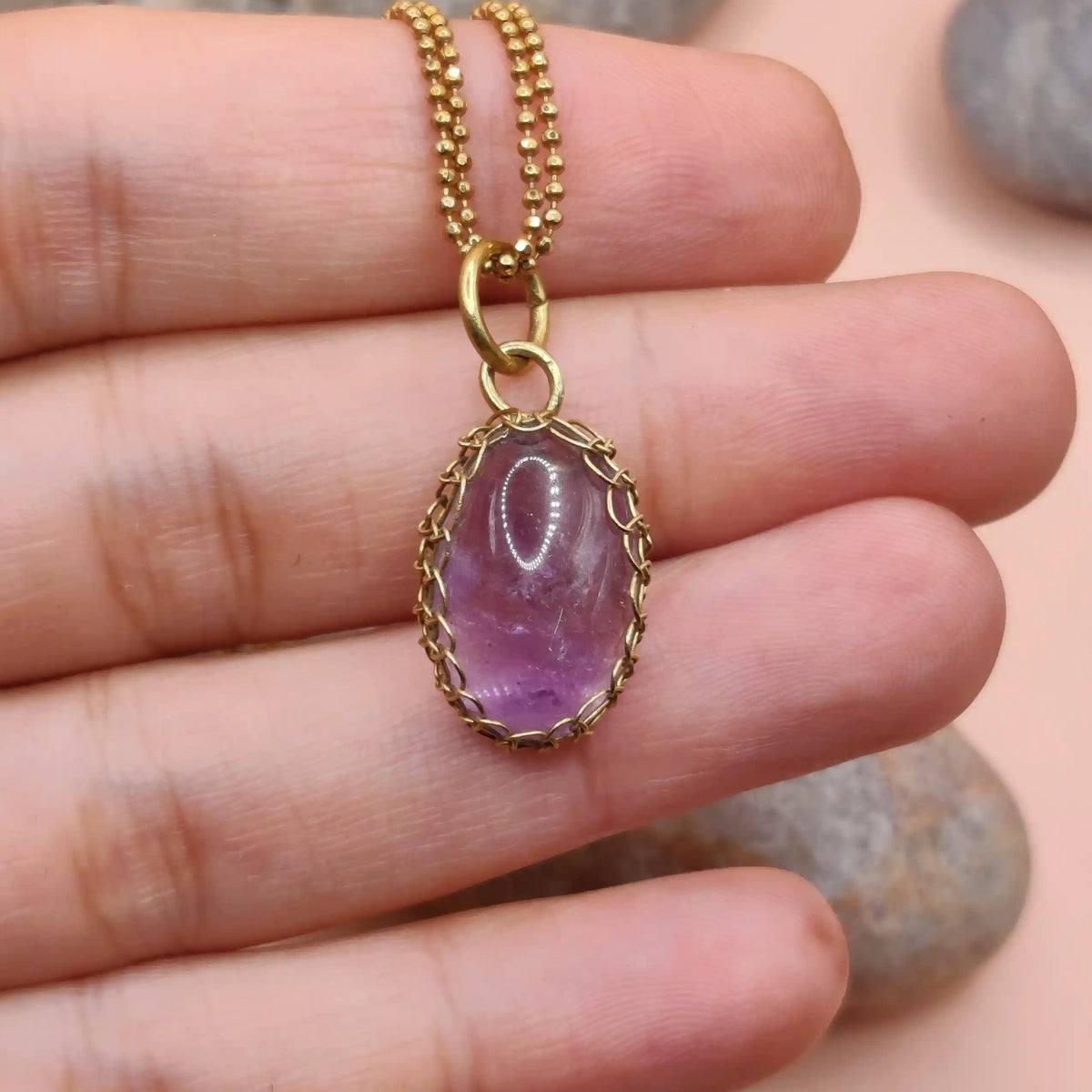 Meera Amethyst Necklace 012 made with authentic semi precious gemstone and antibacterial materials in India