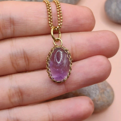 Meera Amethyst Necklace 012 made with authentic semi precious gemstone and antibacterial materials in India