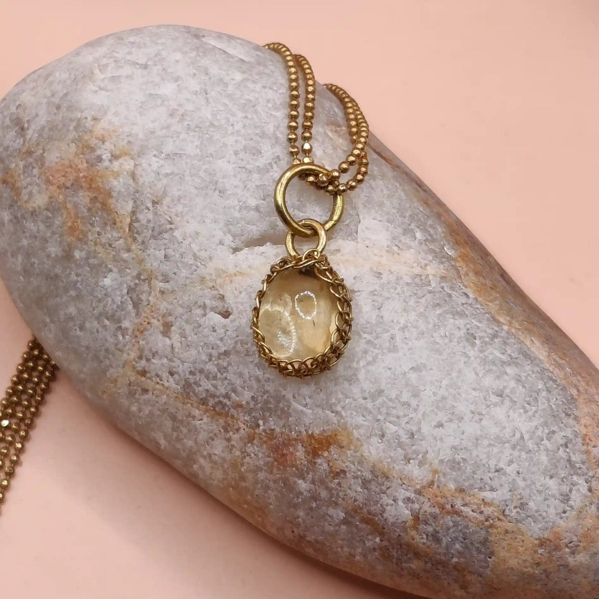 Meera Citrine brass necklace 005 made with natural unheated citrine and fine brass by sanguine aura handcrafted jewellery