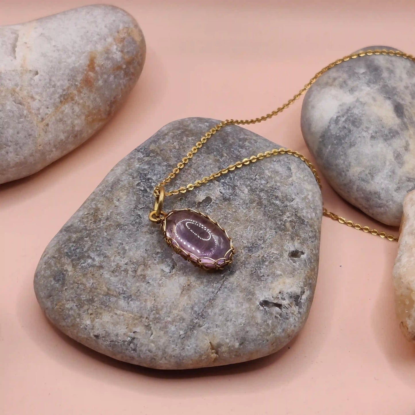 Meera – Lavender Amethyst Necklace – 001 By Sanguine Aura Handcrafted Jewellery.