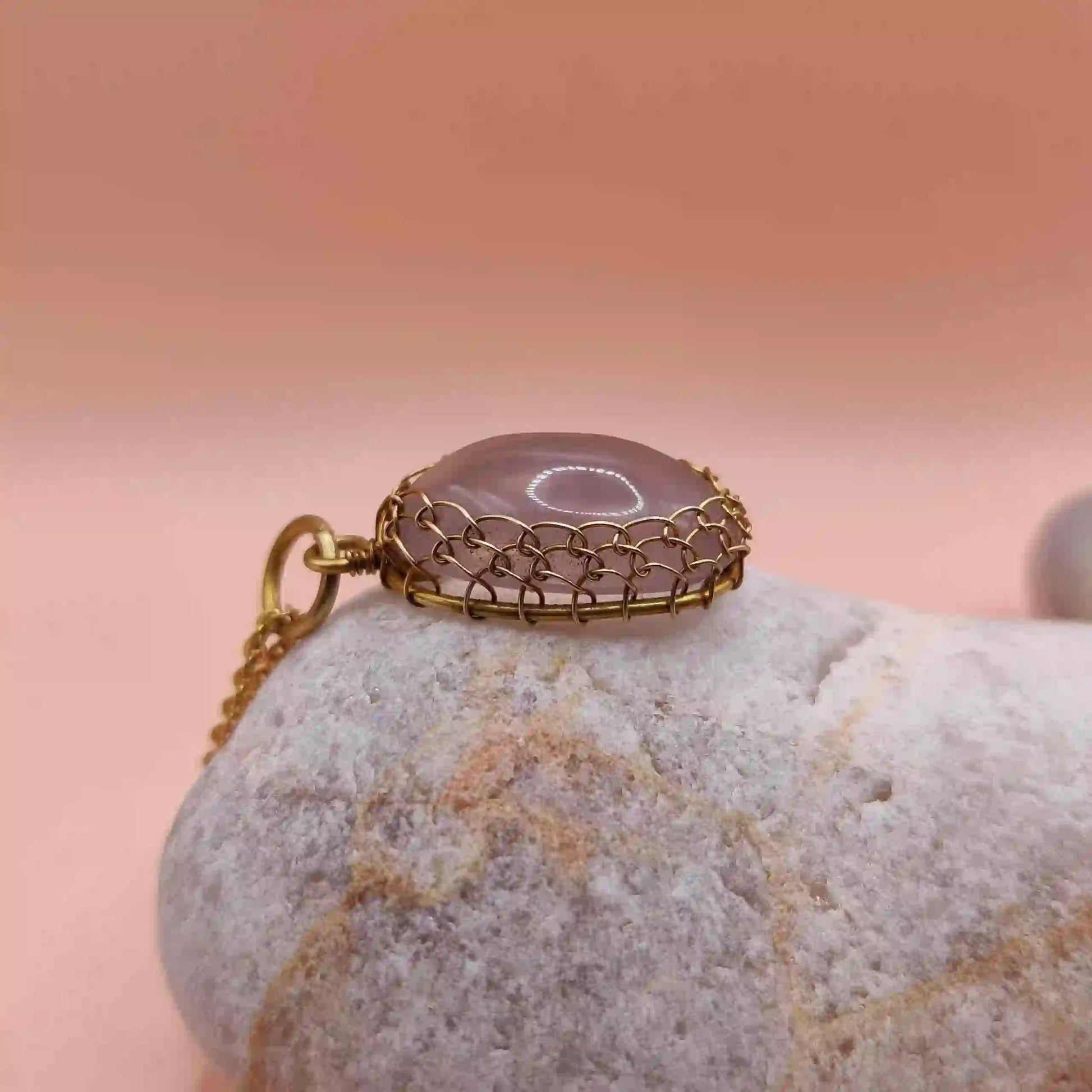 Meera Rose Quartz Necklace – 001 SA1 By Sanguine Aura Handcrafted Jewellery