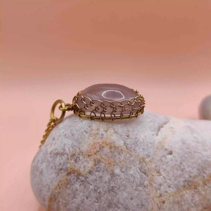 Meera Rose Quartz Necklace – 001 SA1 By Sanguine Aura Handcrafted Jewellery