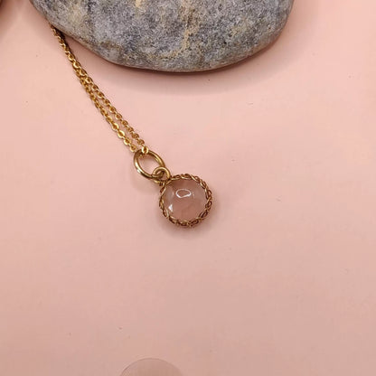 Meera Rose Quartz Necklace – 002 By Sanguine Aura Handcrafted Jewellery