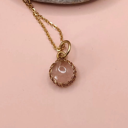 Meera Rose Quartz Necklace – 002 SA1 By Sanguine Aura Handcrafted Jewellery