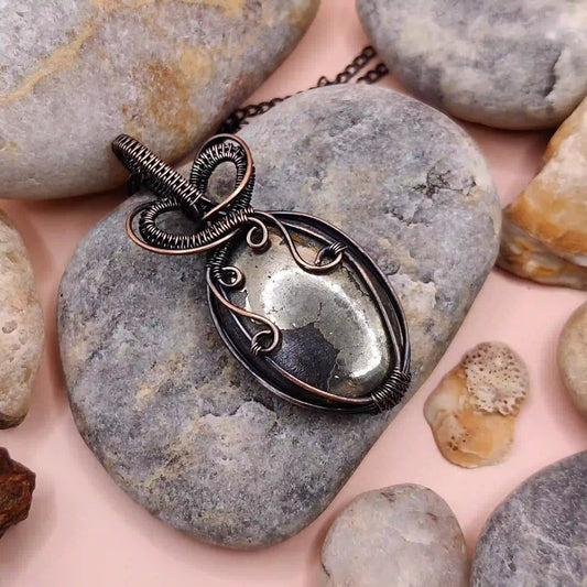 Navi Pyrite Necklace- 002 SA1 By Sanguine Aura Handcrafted Jewellery