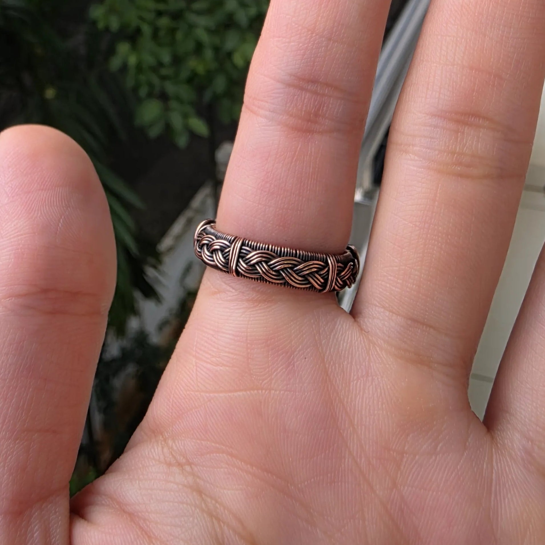 Nayan black tourmaline copper ring mens and womens, made for protection from negative energy and evil eye by sanguine aura handmade jewellery, India 