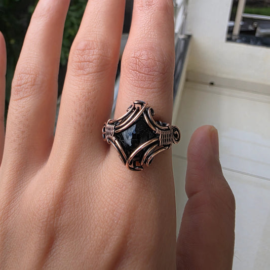 Nayan black tourmaline mens ring  copper made in India by sanguine aura handmade jewellery