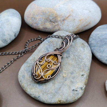 Palash - Tiger's Eye Necklace 001 SA1 By Sanguine Aura Handcrafted Jewellery