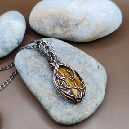 Palash - Tiger's Eye Necklace 001 SA2 By Sanguine Aura Handcrafted Jewellery