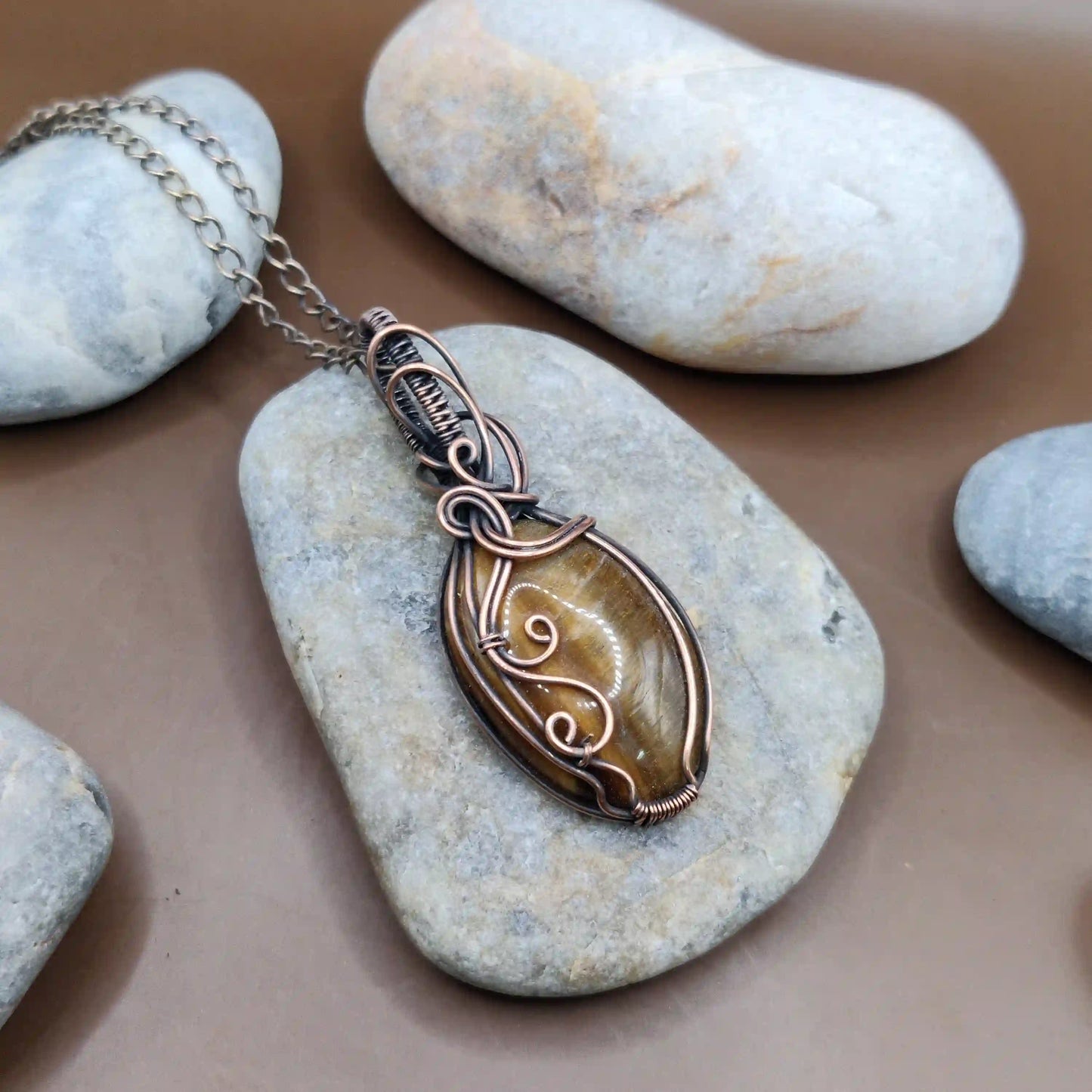 Palash - Tiger's Eye Necklace 004 SA1 By Sanguine Aura Handcrafted Jewellery 