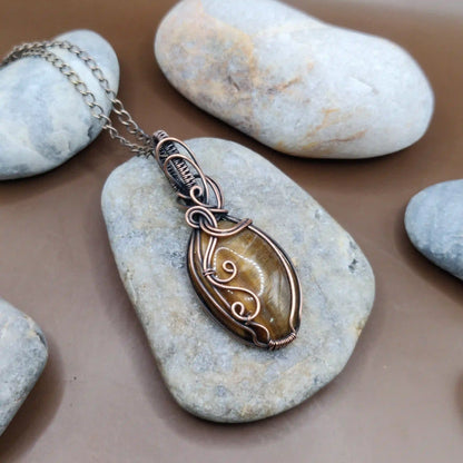 Palash - Tiger's Eye Necklace 004 SA1 By Sanguine Aura Handcrafted Jewellery 
